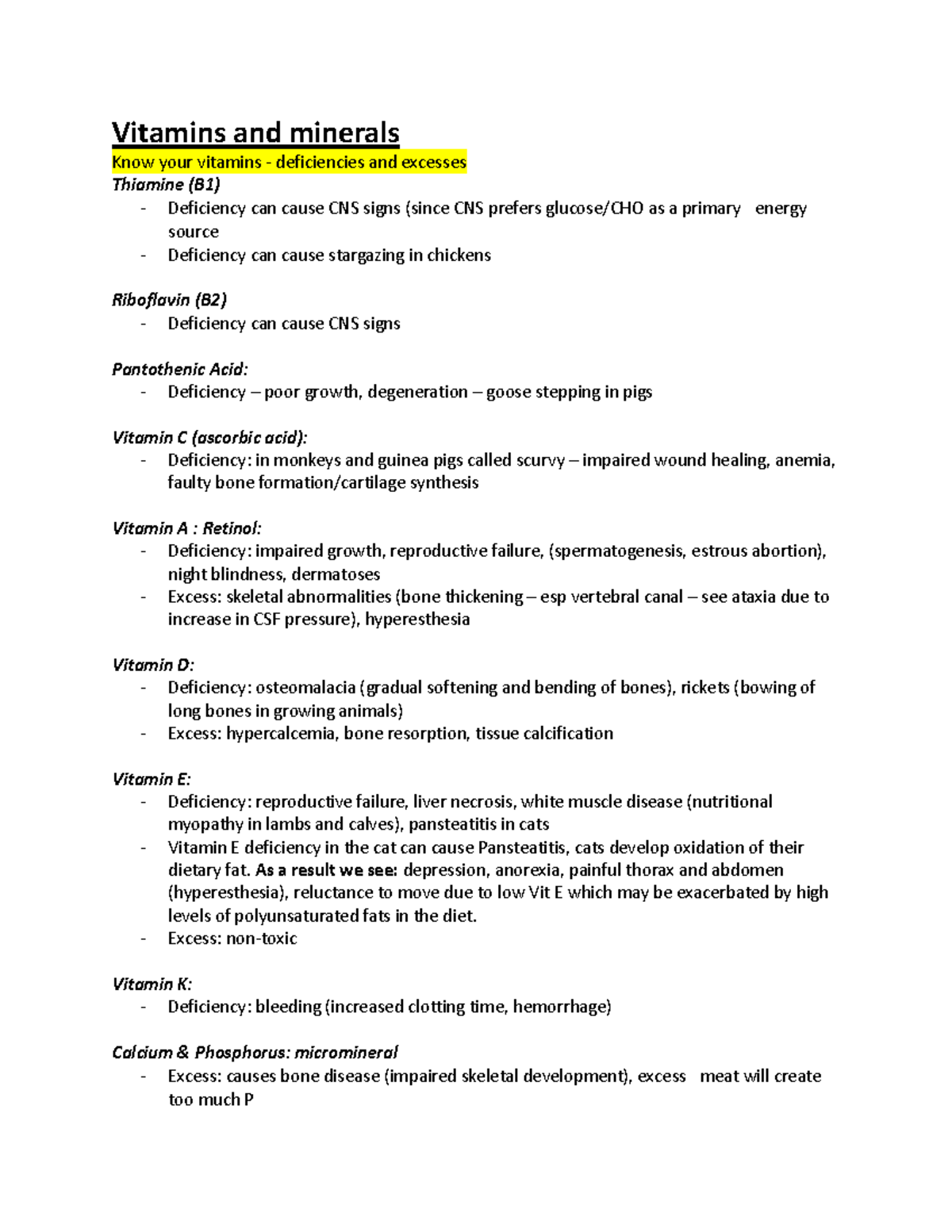 Nutrition This is study exam notes for exam 1 and 2 Vitamins and