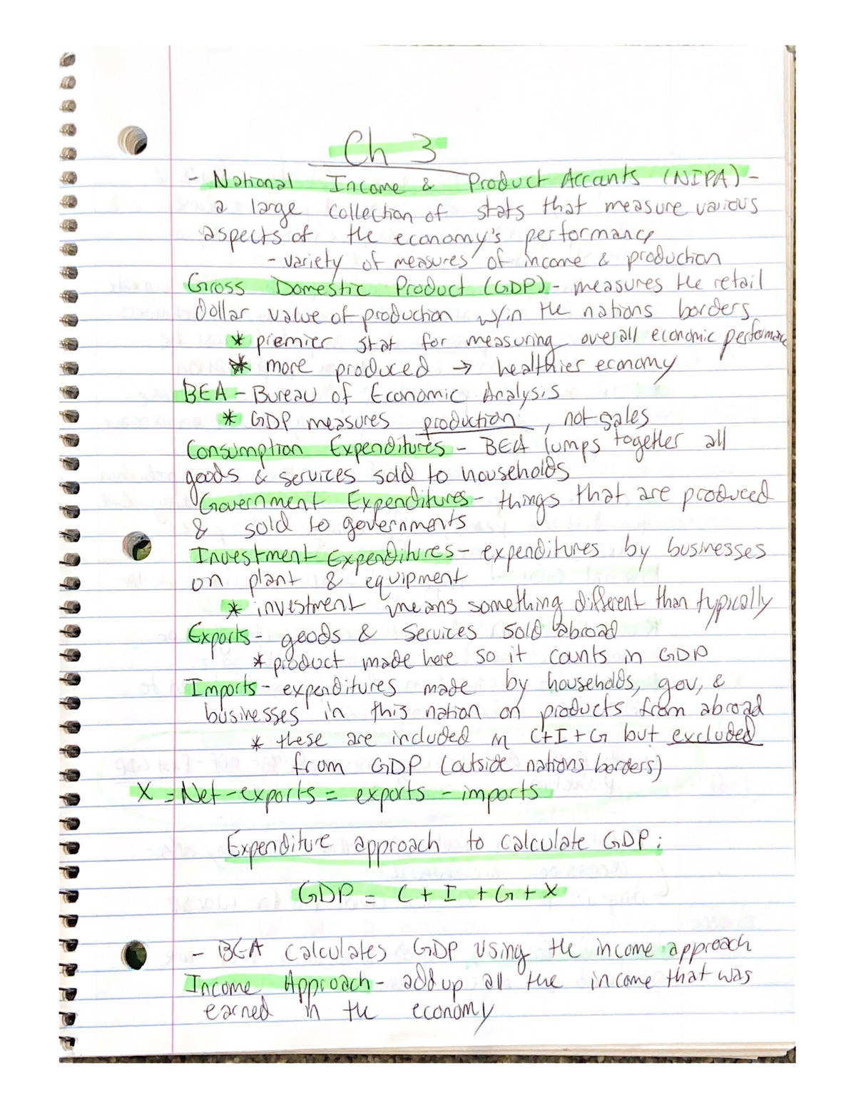 Chapter 3 Notes - Gdp - Econ 12100 - Studocu