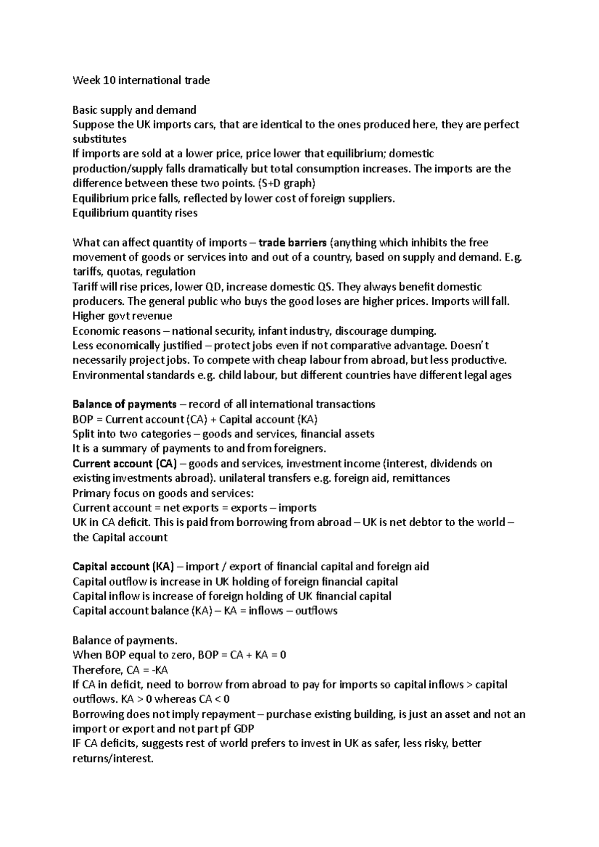 Week 10 international trade - Week 10 international trade Basic supply ...
