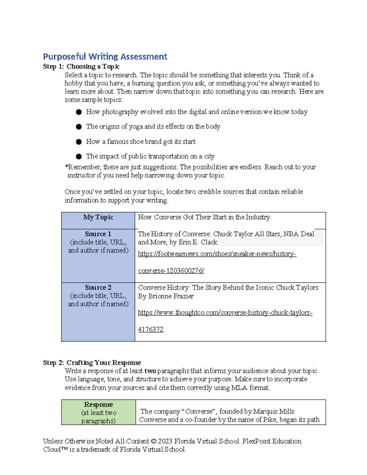 Copia de Purposeful Writing Assessment - Purposeful Writing Assessment ...