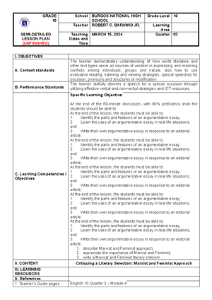 Formalist AND Structuralist Approach - GRADE 10 School BURGOS NATIONAL ...