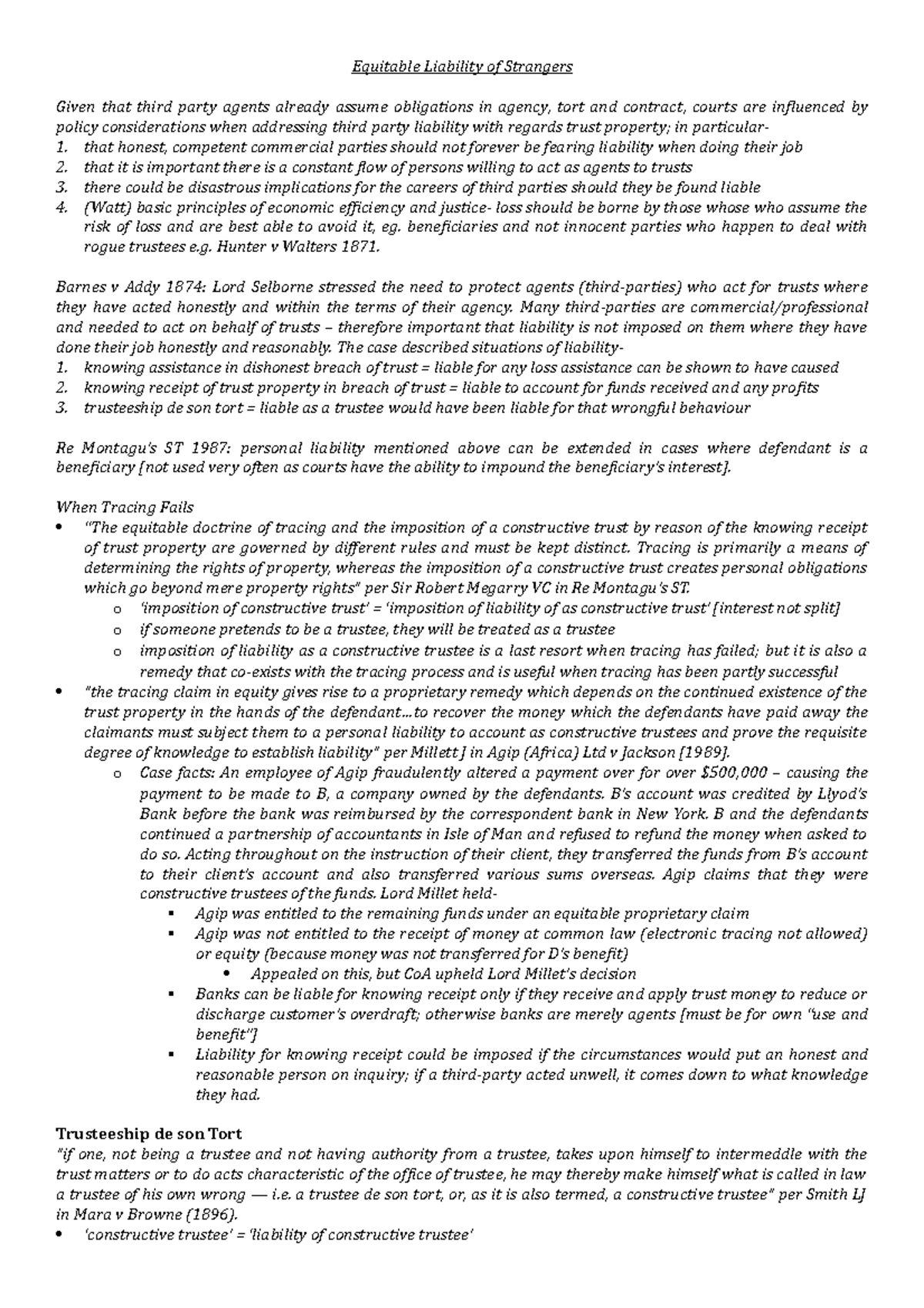 Third-Party Liabilities - Equitable Liability of Strangers Given that ...