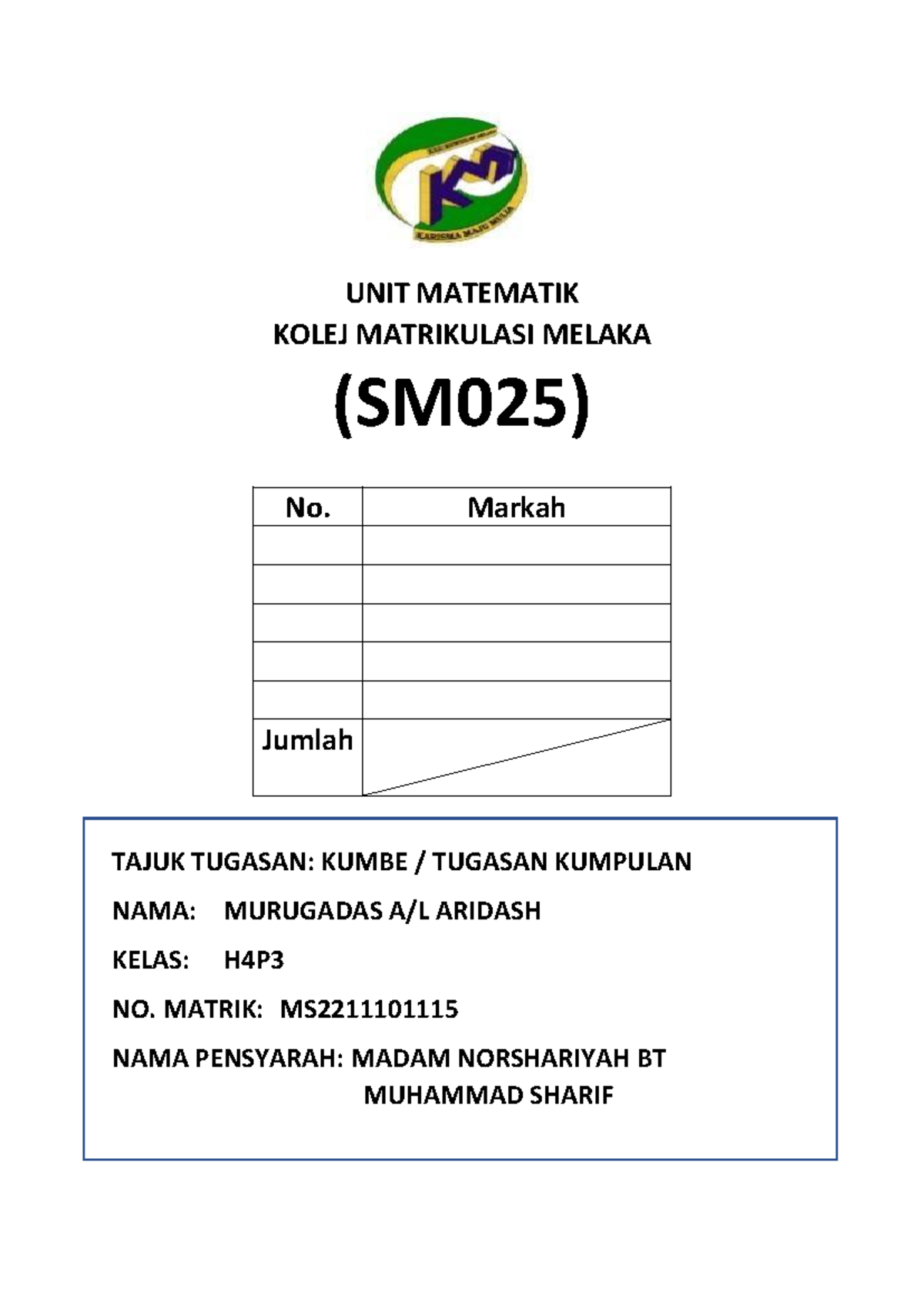 assignment math matrikulasi sm025