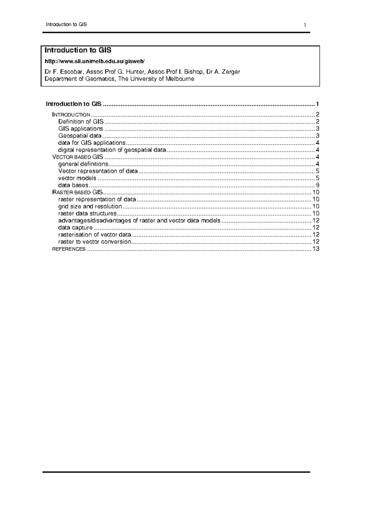 GISTheory - Important notes - Introduction to GIS sli.unimelb.edu ...