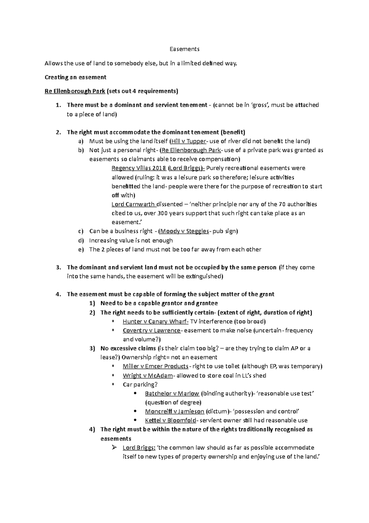 Easements revision - Easements Allows the use of land to somebody else ...