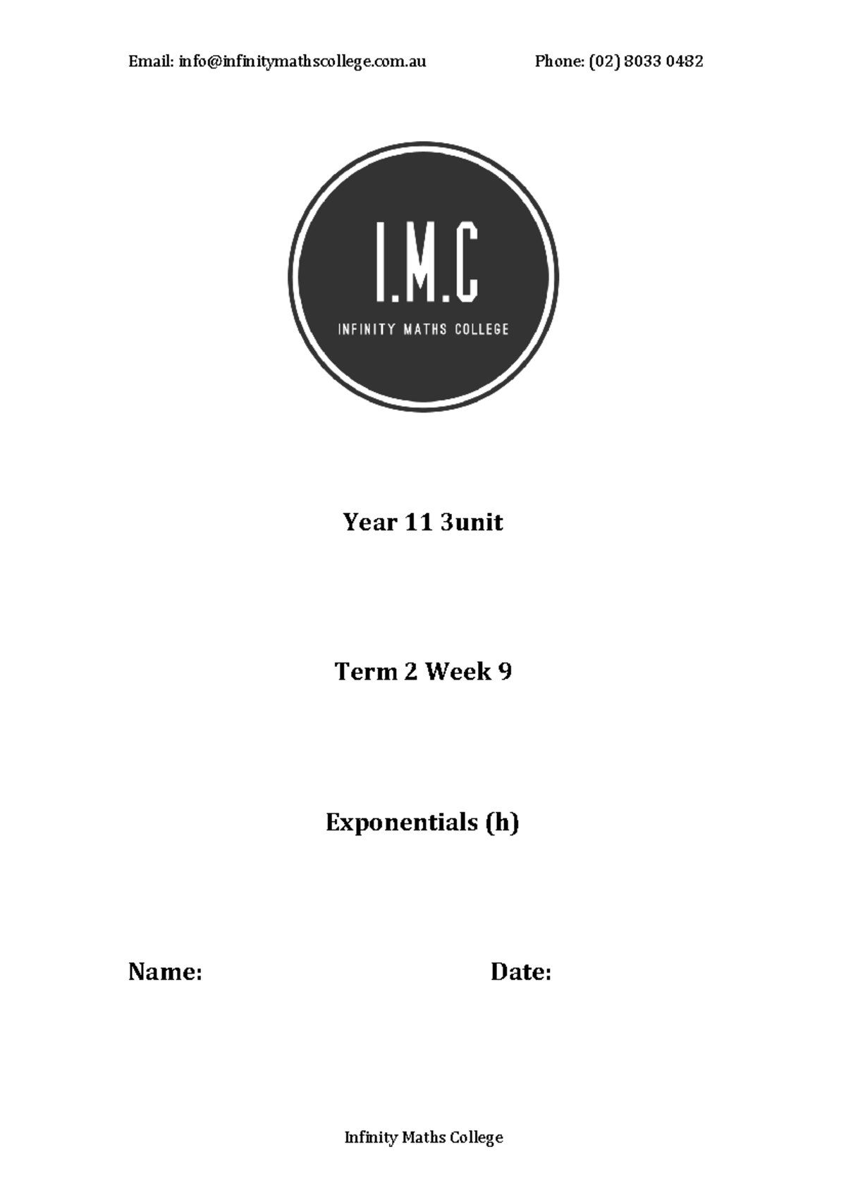 Exponentials(h) - good - Email: info@infinitymathscollege.com Phone ...
