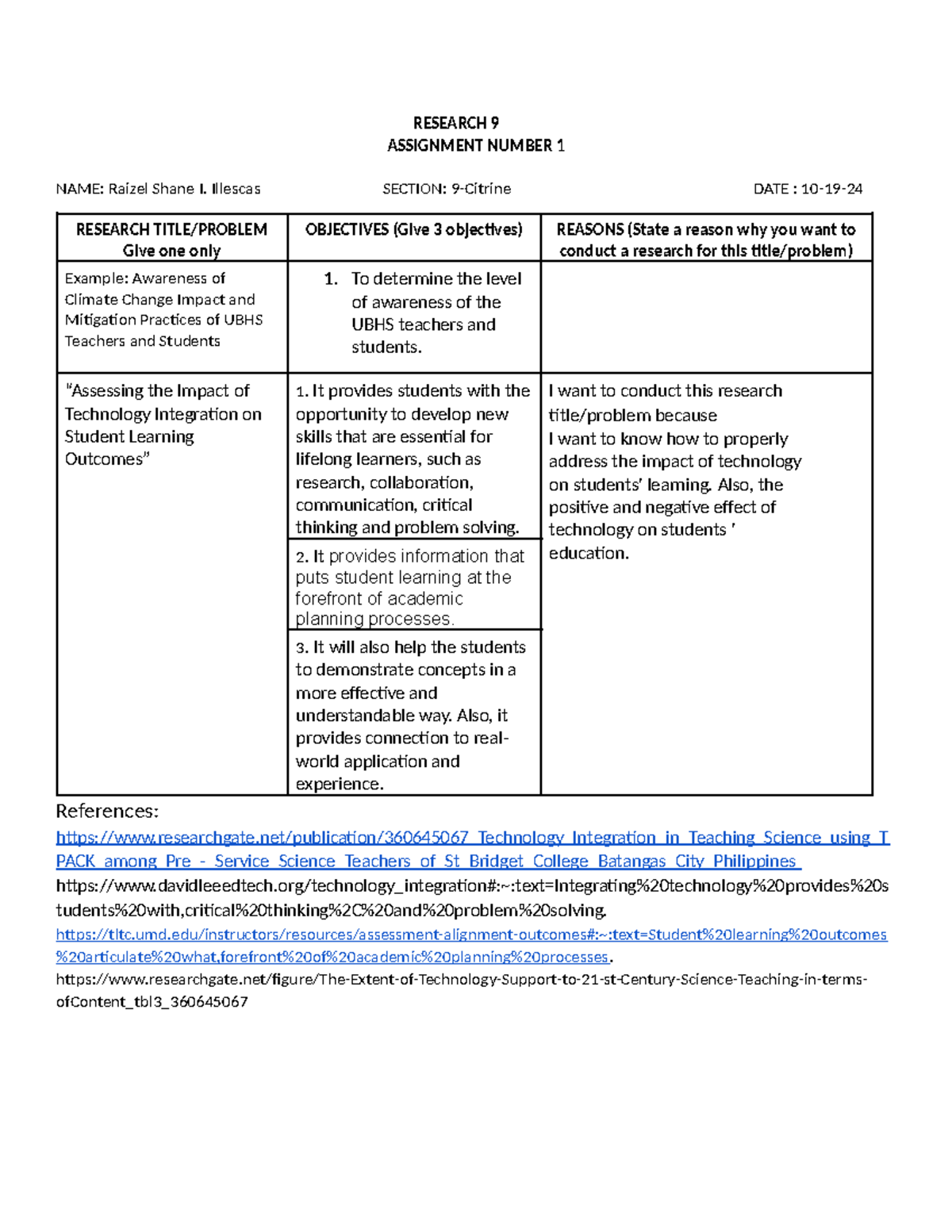 Researchhhhhhhhhhhhhhhhhhhhhhhhhhh - RESEARCH 9 ASSIGNMENT NUMBER 1 ...