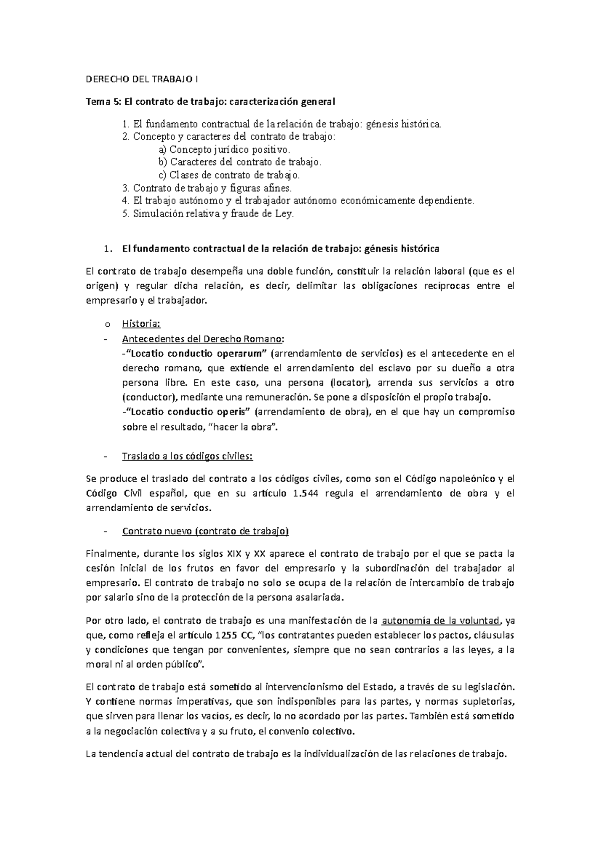 Tema 5 - Temario Claro Sobre El Tema 5 De Derecho Del Trabajo I ...