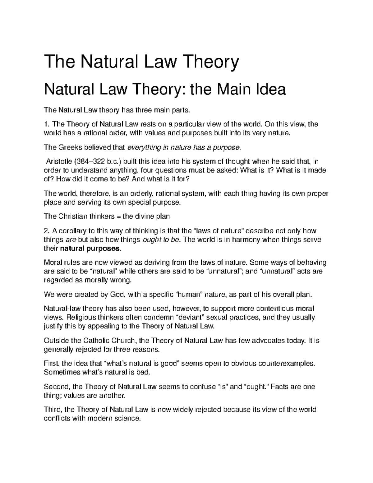 essay about natural law theory