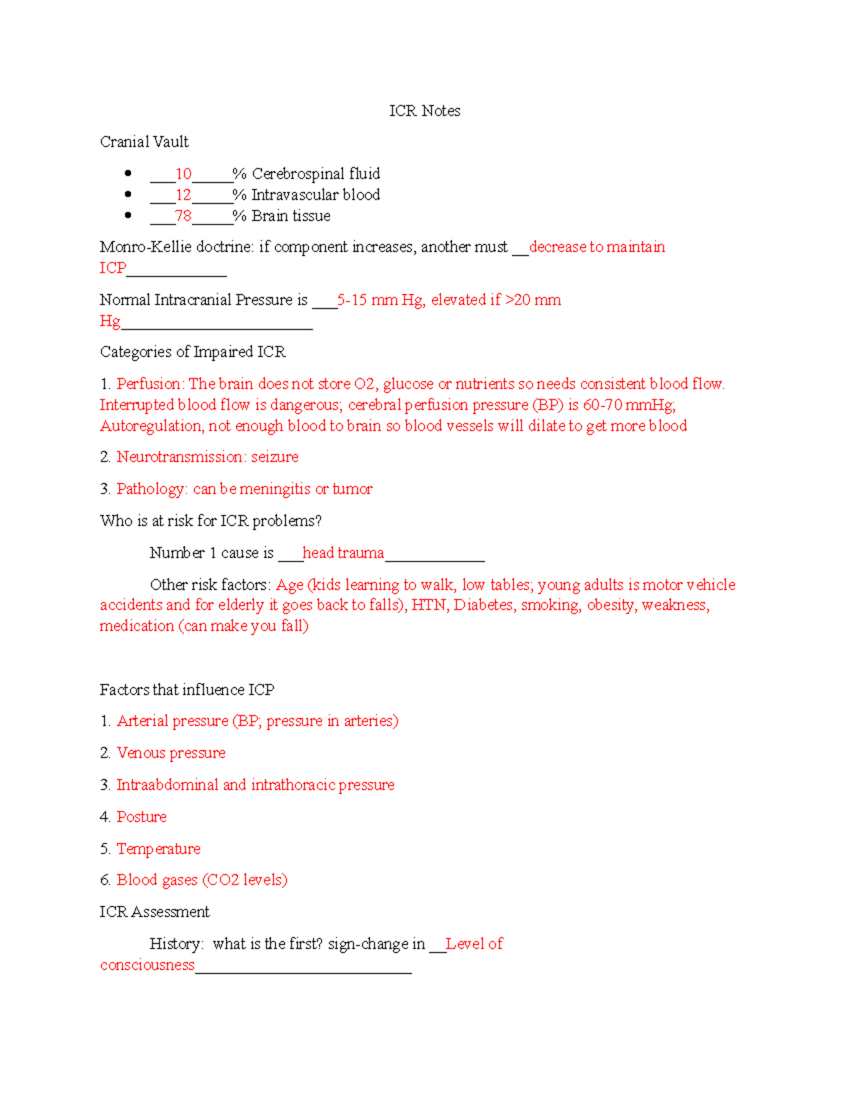 Patho-Pharm (ICR) Wk 5 Notes - ICR Notes Cranial Vault ___ 10 % ...