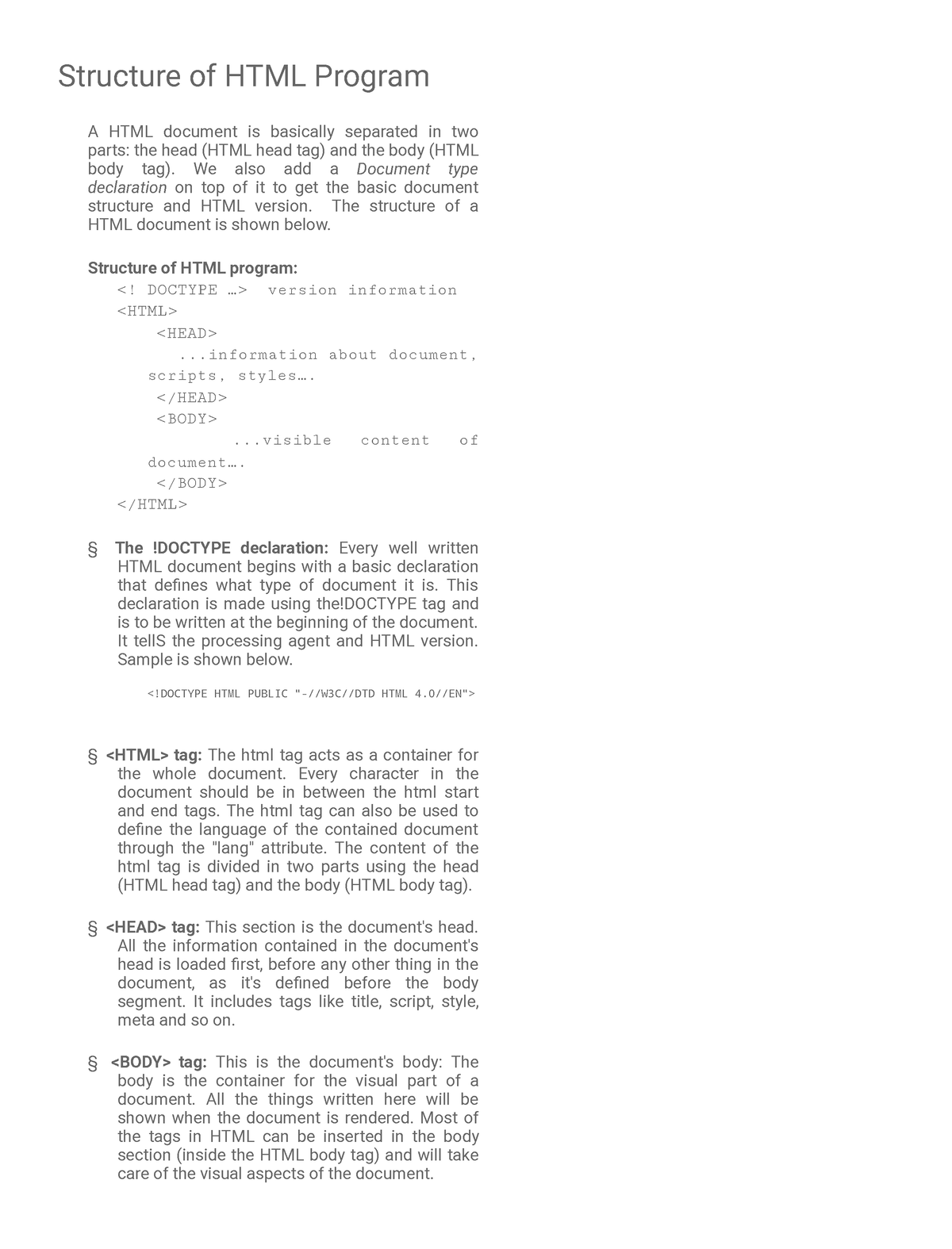 structure-of-html-we-also-add-a-document-type-declaration-on-top-of