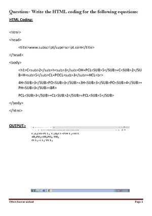 Html. practical 2023 - Question:- Write the HTML coding for the ...