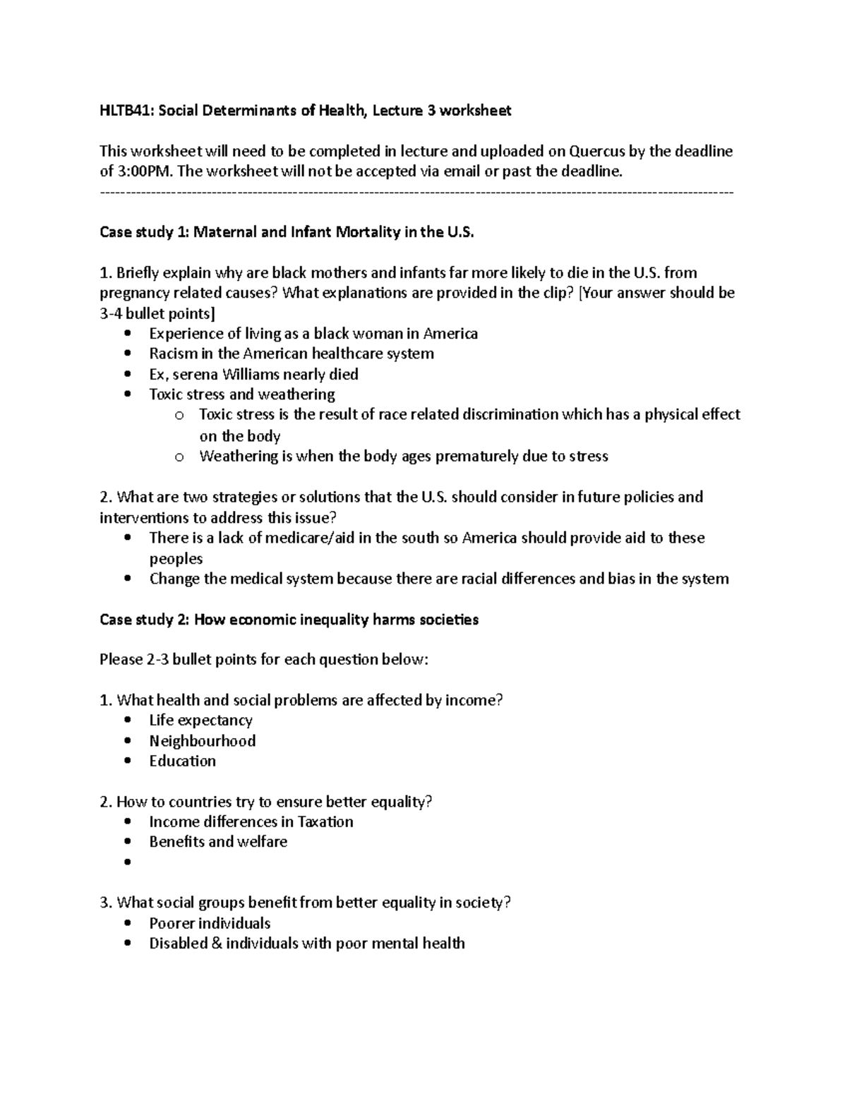 HLTB41 Lecture 3 Worksheet - HLTB41: Social Determinants Of Health ...