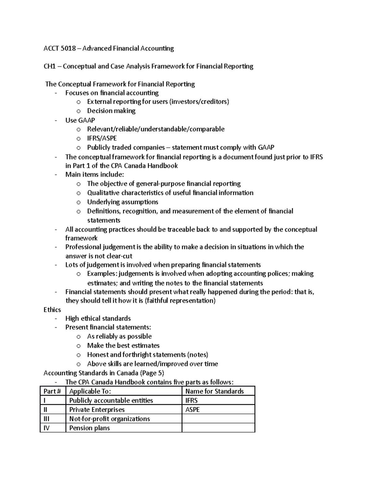 ACCT 5018 - Course Notes - ACCT 5018 – Advanced Financial Accounting ...