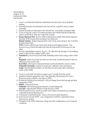 Ch20rev - fdbzdfbdfb - WORLD HISTORY Chapter 20 Test Review Mr ...