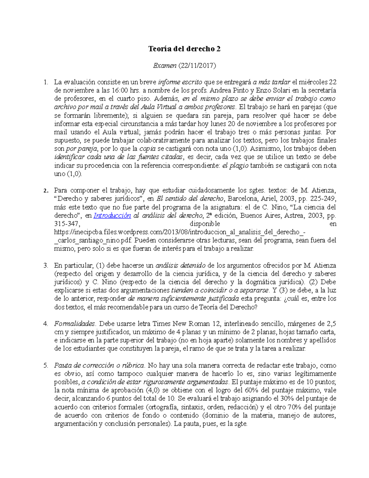 Examen de muestra práctica 22 Noviembre 2017 preguntas Teoría del derecho 2 Examen 22 11