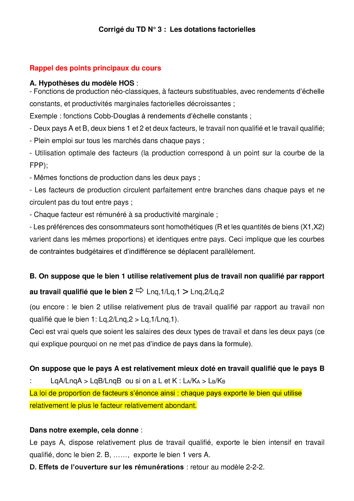 Corrigé Du TD Numero 3 - Corrigé Du TD N° 3 : Les Dotations ...