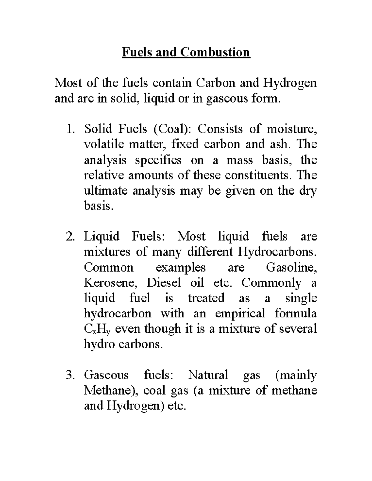 Lecture 18 - ... - Fuels And Combustion Most Of The Fuels Contain ...