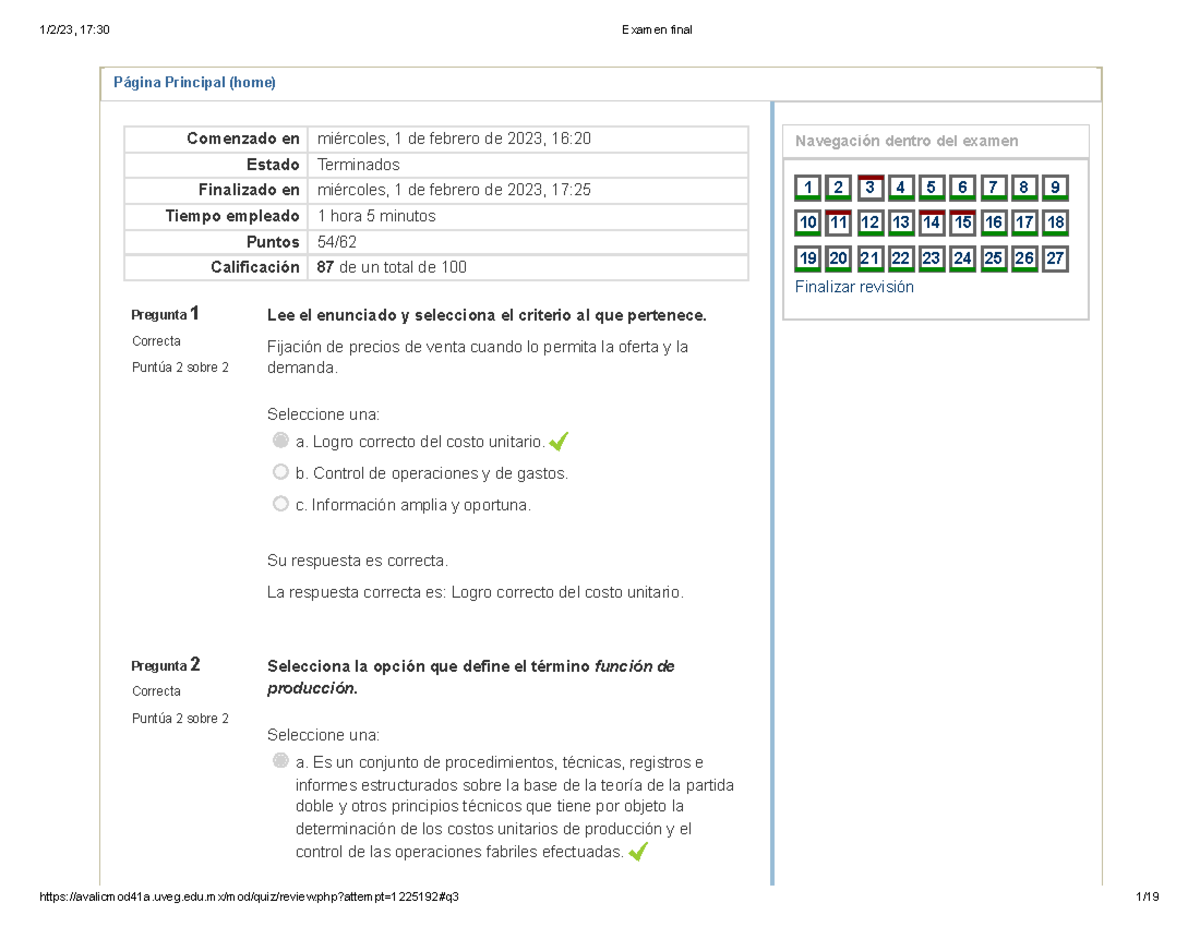 Examen Final Contabilidad Y Costos Tecmilenio