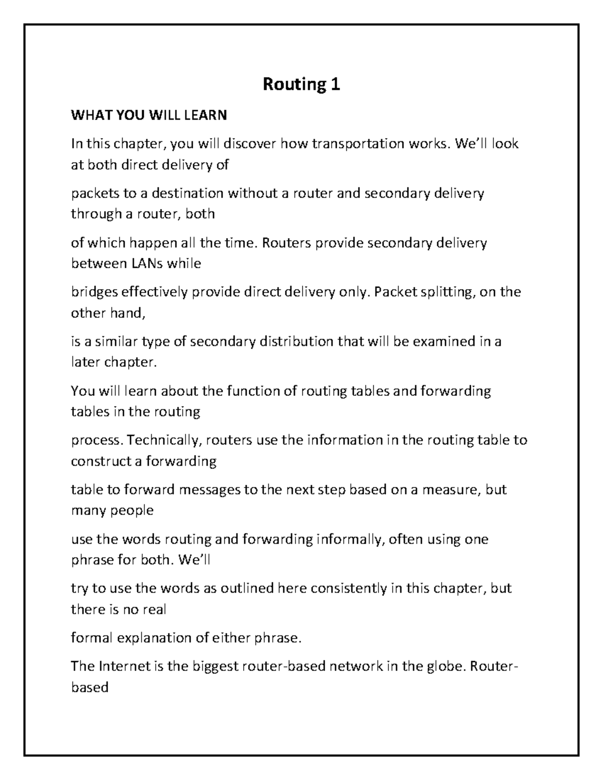Routing 1 - Routing 1 WHAT YOU WILL LEARN In this chapter, you will ...