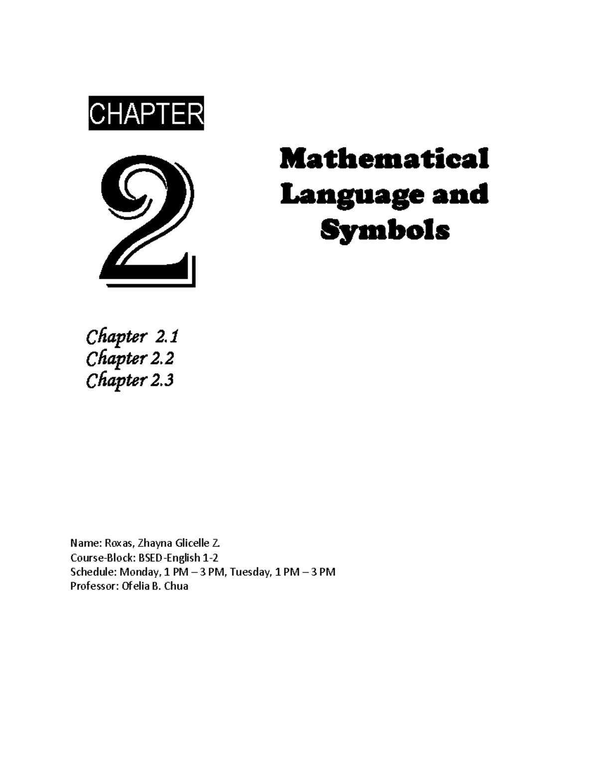 MMW Exercise Chapter 2 - CHAPTER Mathematical Language And Symbols ...