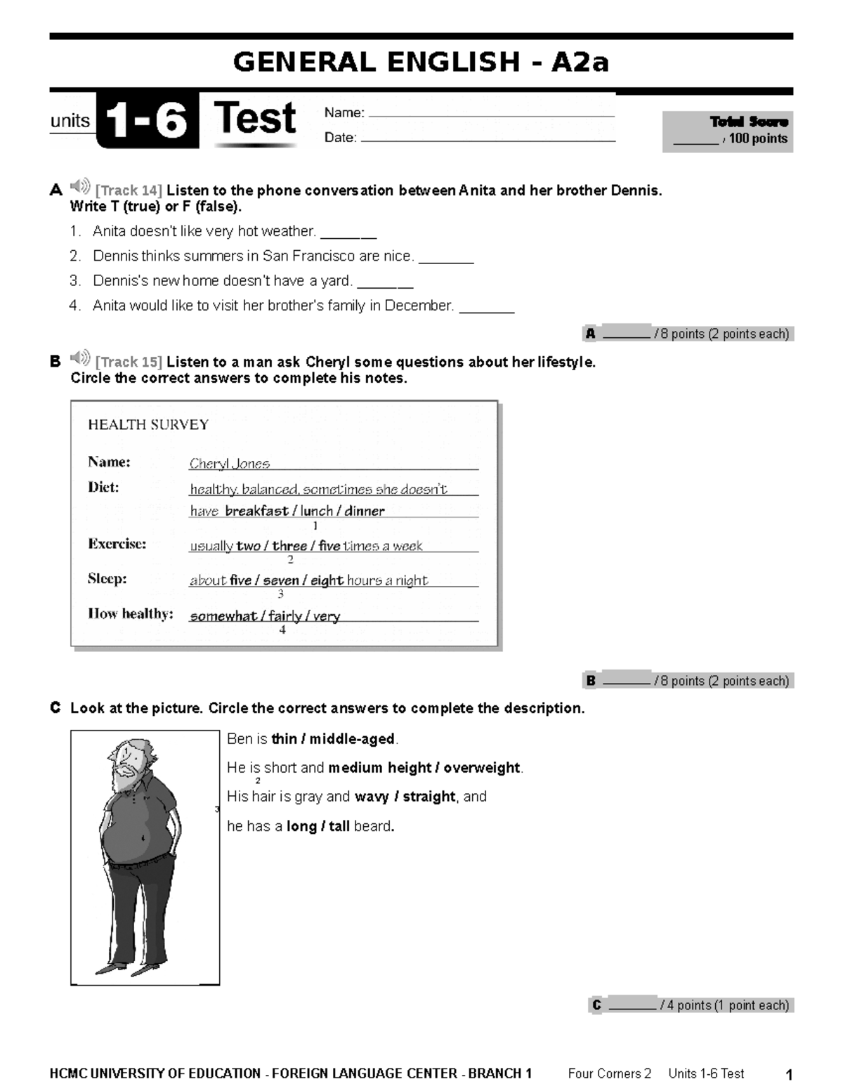A2a- Final TEST - bình thường - GENERAL ENGLISH - A2a A [Track 14 ...