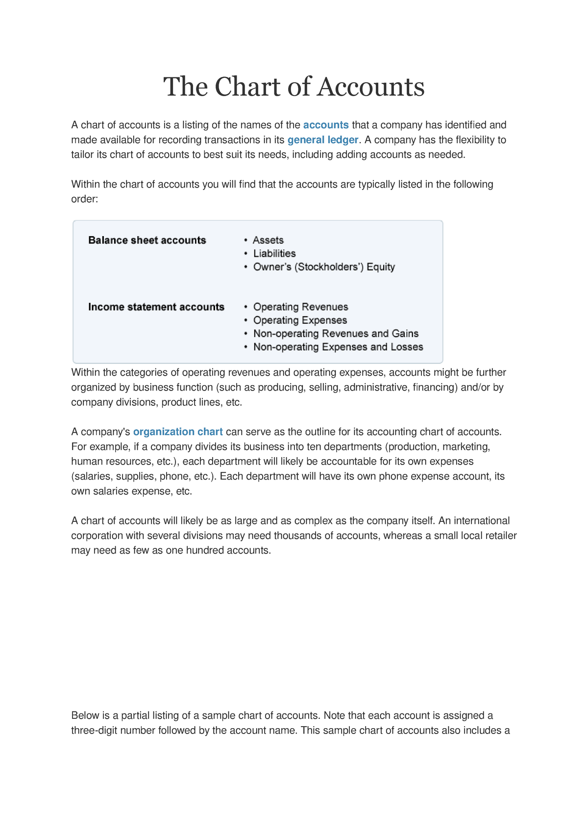 list-of-accounts-a-summary-the-chart-of-accounts-a-chart-of-accounts-is-a-listing-of-the-names