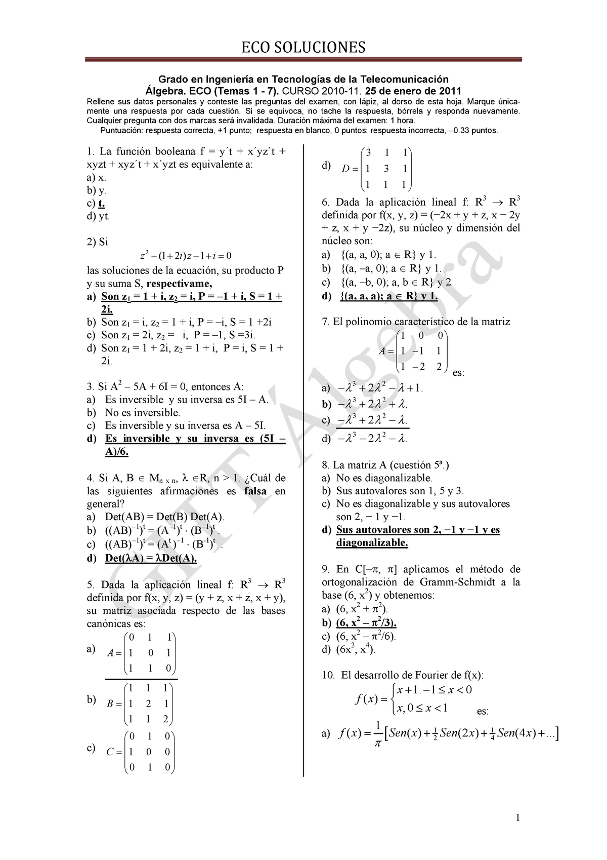Eco A Algebra Gitt 25 01 11 Soluciones Studocu