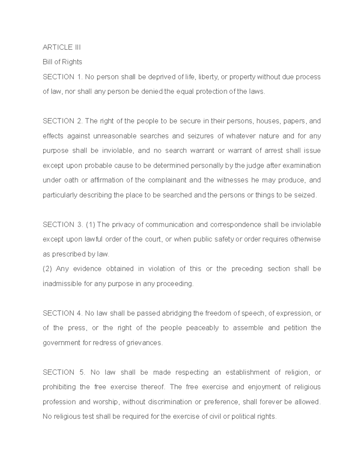 Untitled document - Patients rights - ARTICLE III Bill of Rights ...