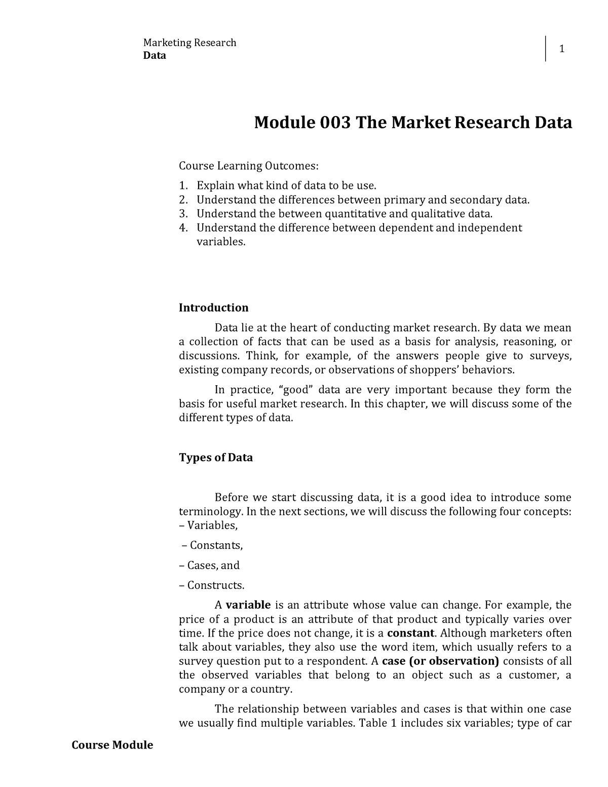 detailed lesson plan about market research