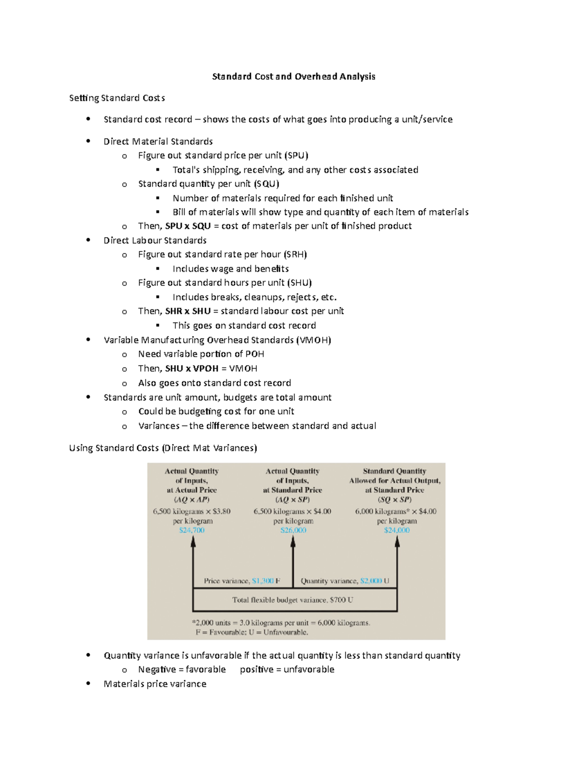 Ch. 10 - Standard Cost and Overhead Analysis - Standard Cost and ...