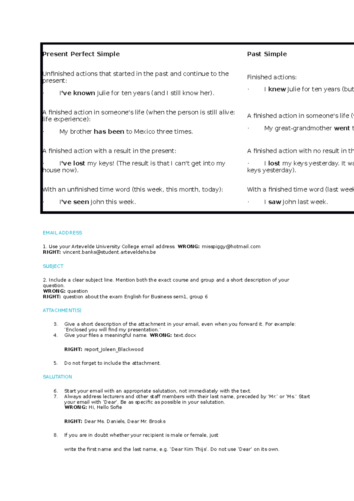 Volledige samenvatting van engelse theorie - Present Perfect Simple ...