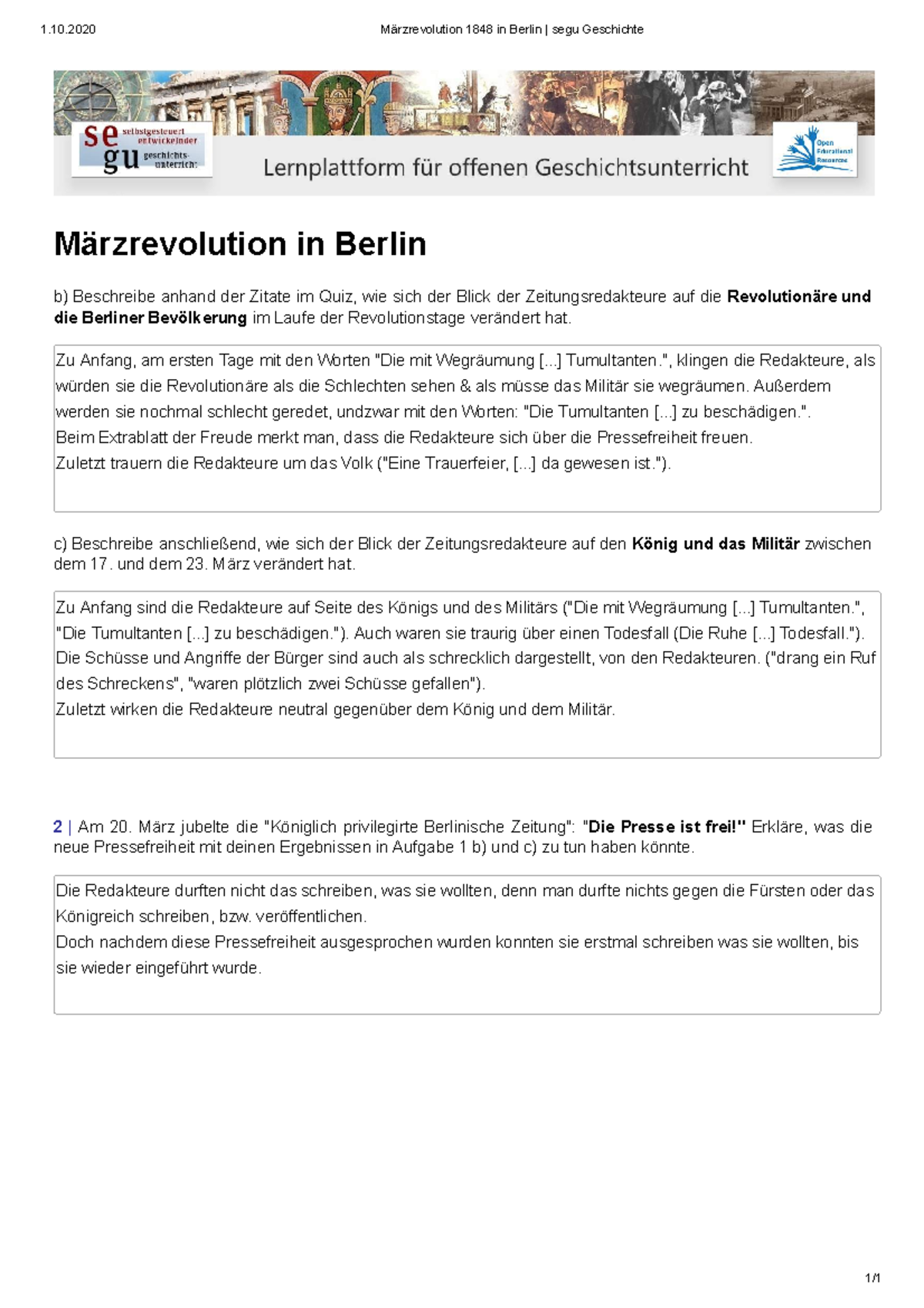 Märzrevolution 1848 In Berlin Segu Geschichte - 1.10 Märzrevolution ...