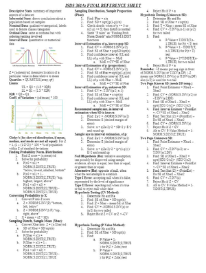 ISDS 361A Final - Notes - Chapter 13 Analysis Of Variance - Called ...