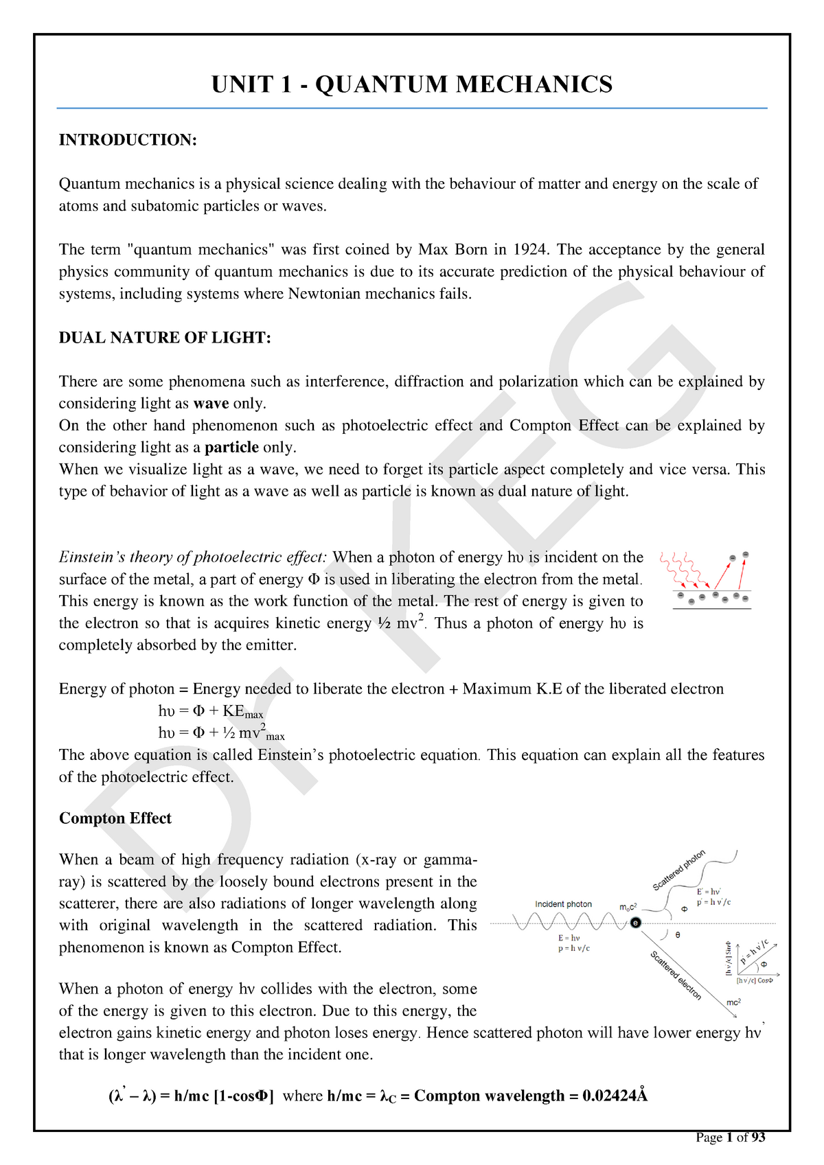 Complete Notes For Applied Physics - UNIT 1 - QUANTUM MECHANICS ...