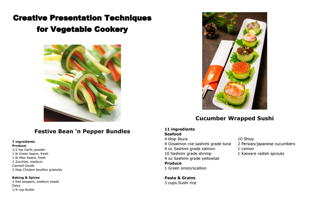 food presentation techniques for vegetable cookery