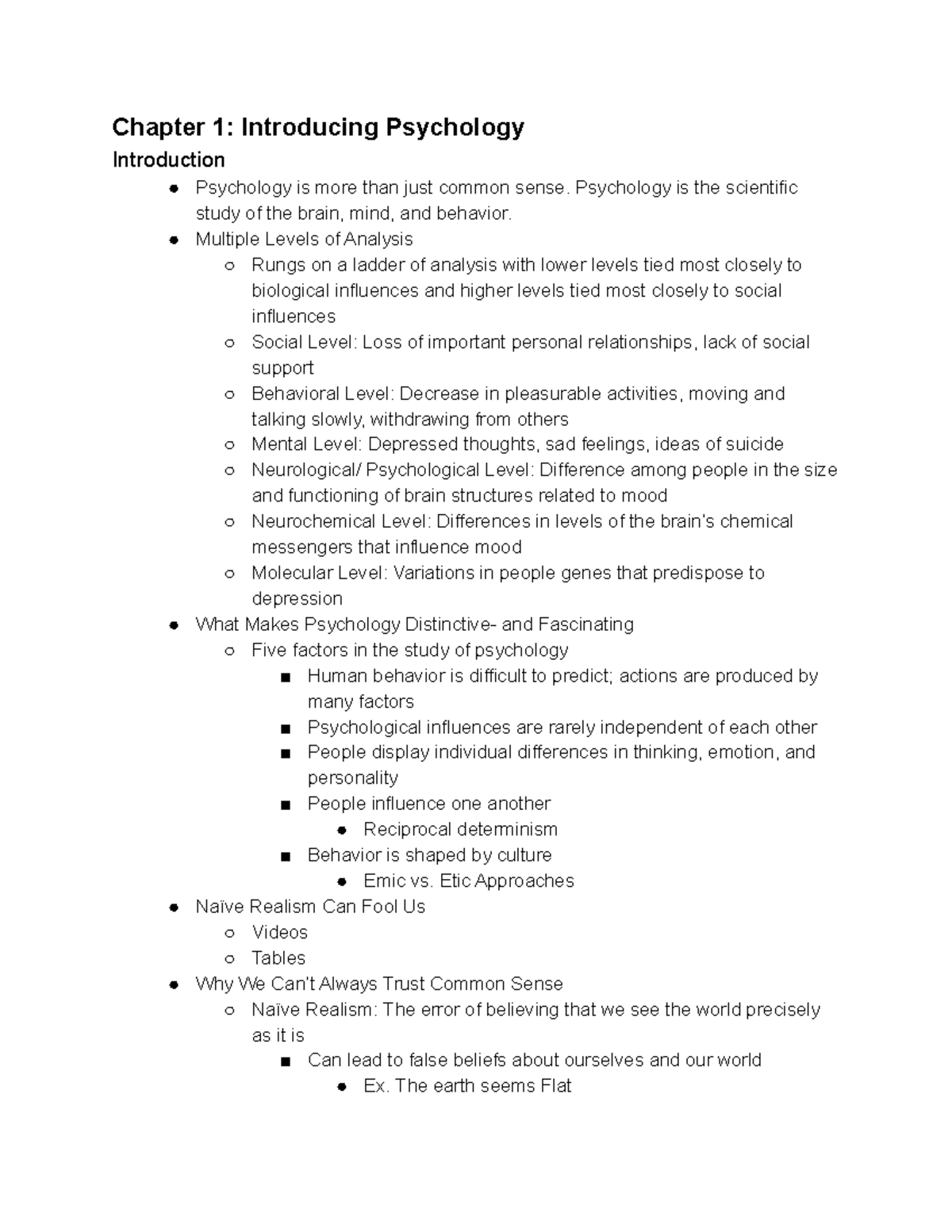 Chapter 1,2, and 3 - Chapter 1: Introducing Psychology Introduction ...