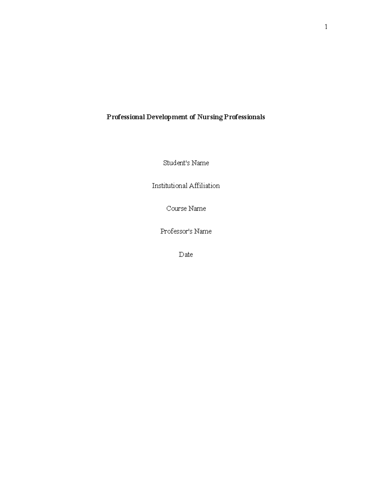 Professional Development of Nursing Professionals[ 182835