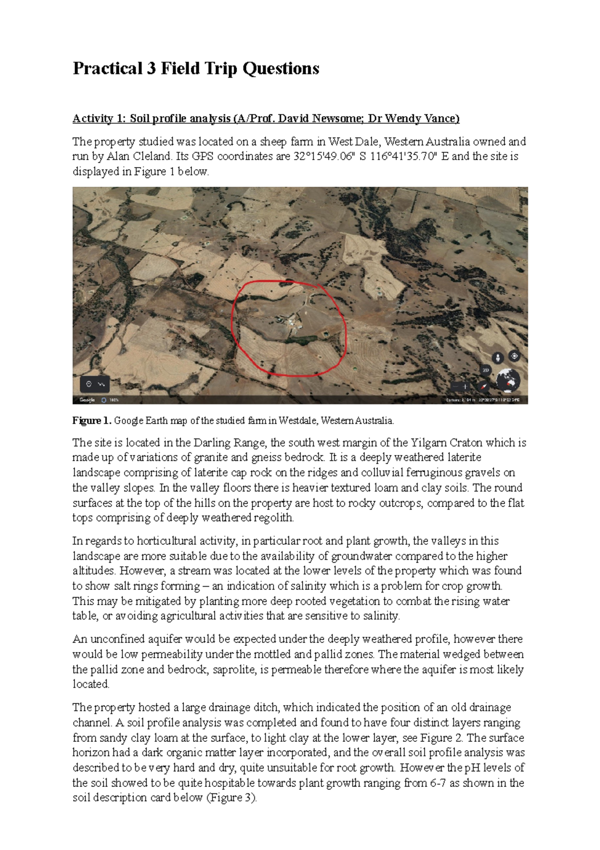 ENV243 Prac 3 Practical 3 Field Trip Questions Practical 3 Field
