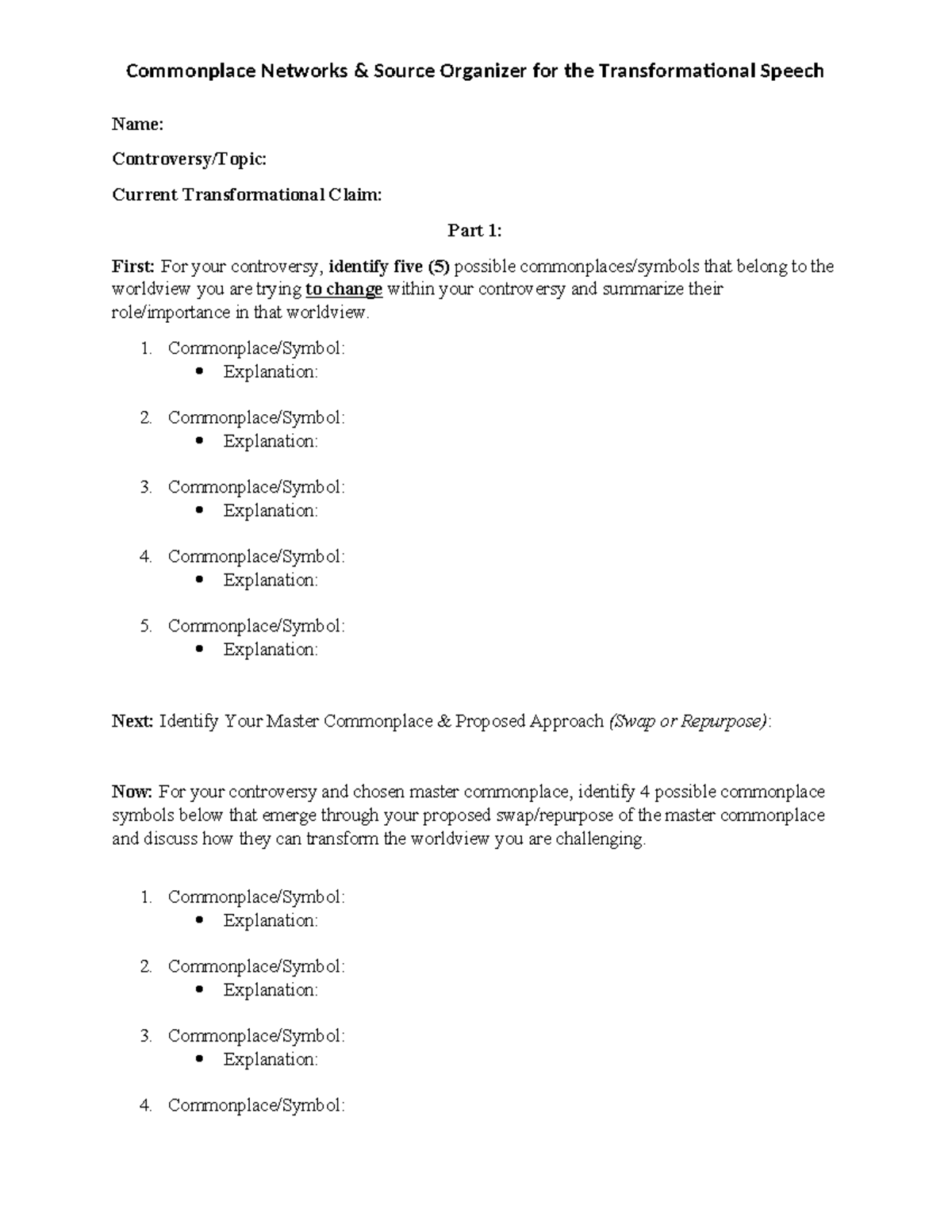 (New) Speech 4 Commonplace Networks and Source Organizer Template Commonplace Networks