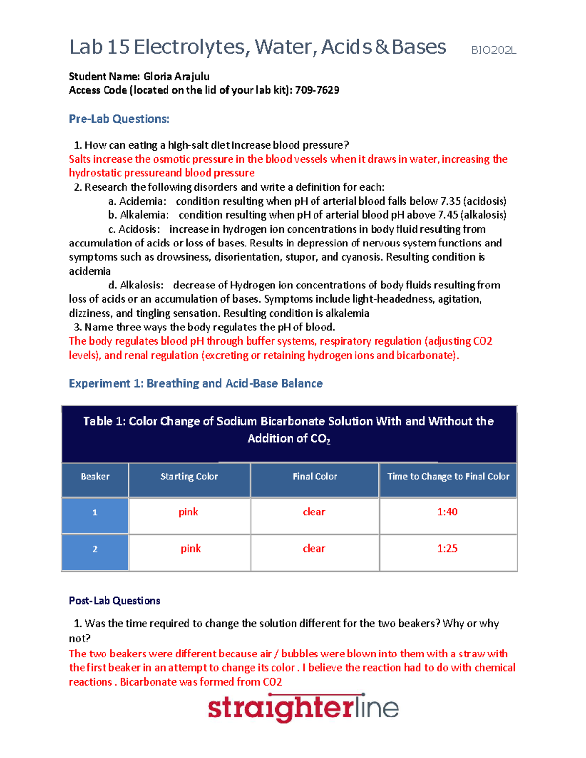 Lab 15 anatomy 1 and 2 lab stuff Lab 15 Electrolytes, Student Name