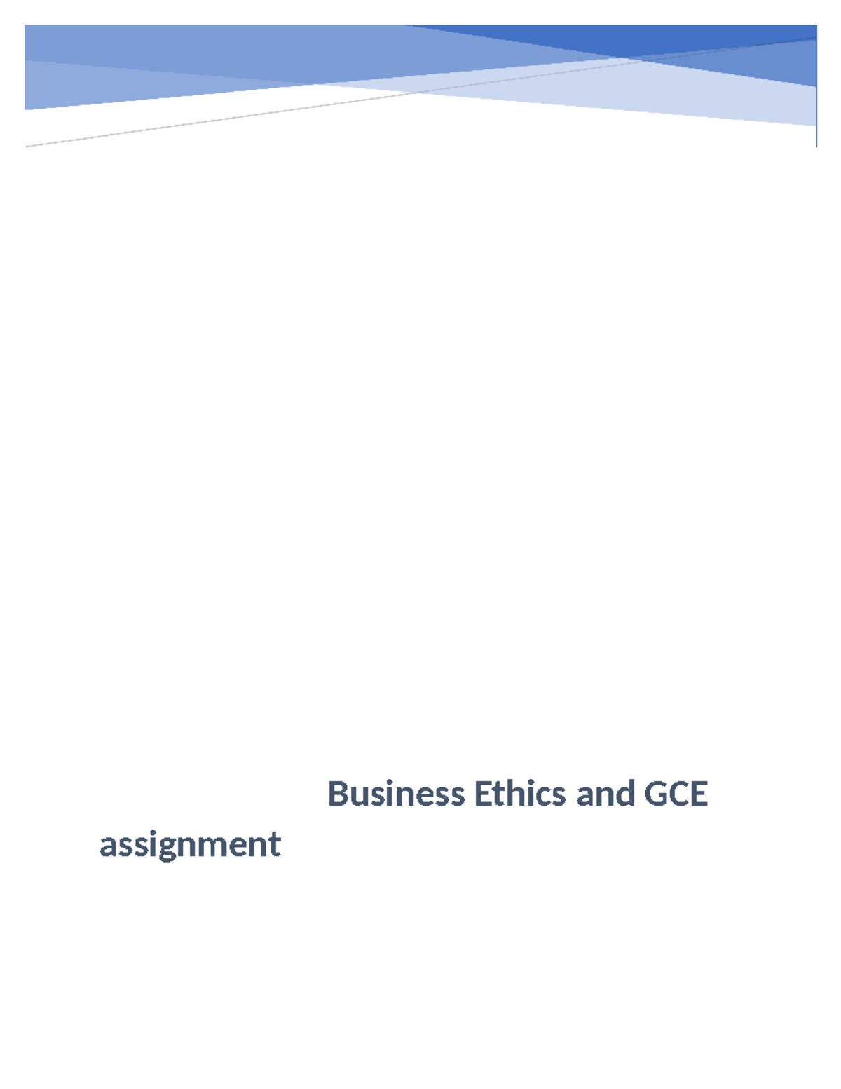 gce and business ethics assignment