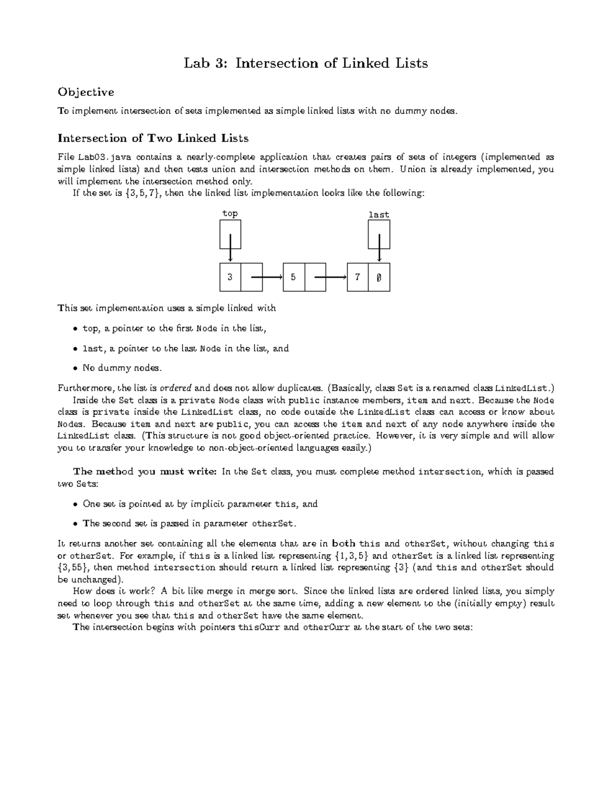Lab03Question - Lab 3 - COMP 2140 - Lab 3: Intersection of Linked Lists ...