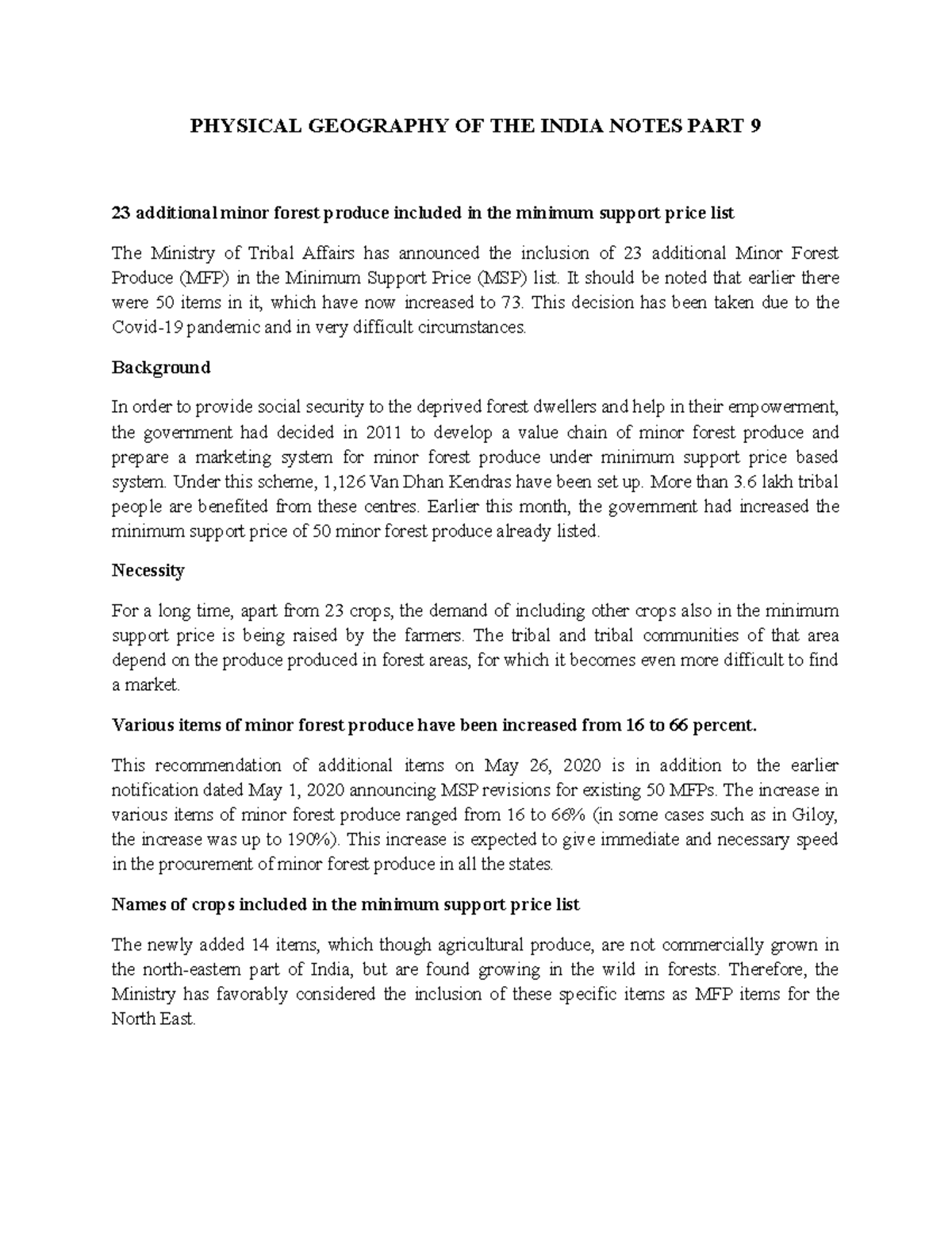 Physical Geography OF THE India Notes PART 9 PHYSICAL GEOGRAPHY OF THE INDIA NOTES PART 9 23