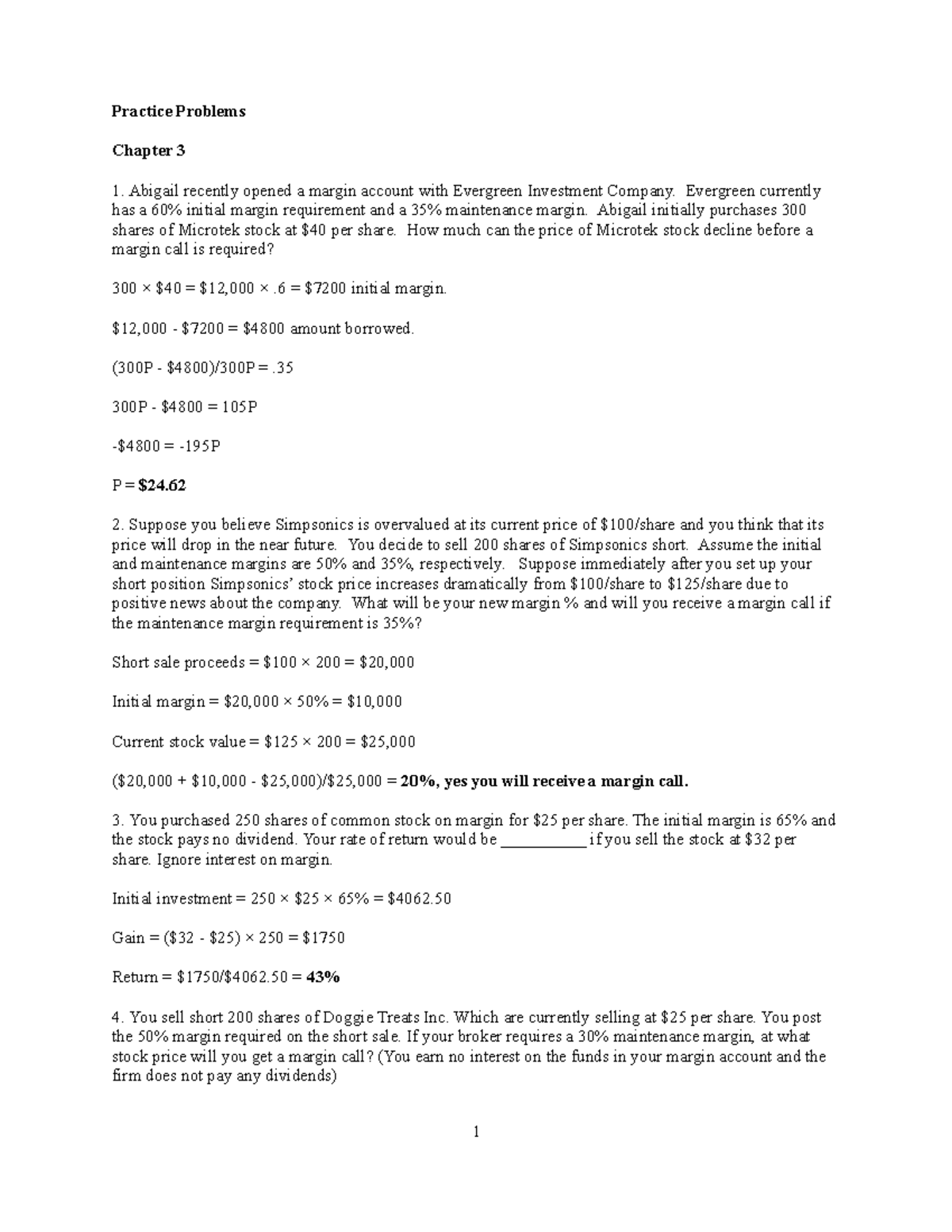 Midterm Exam Practice Problems And Solutions - Investments - Fall 2022 ...