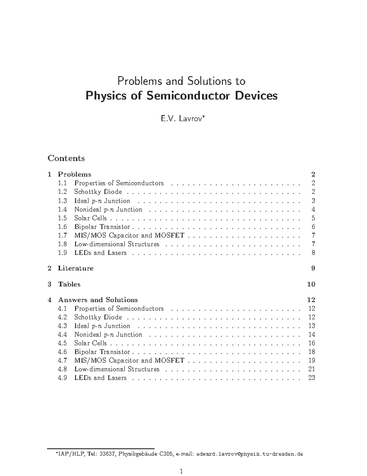 Problems solutions - Problems and Solutions to Physics of Semiconductor ...