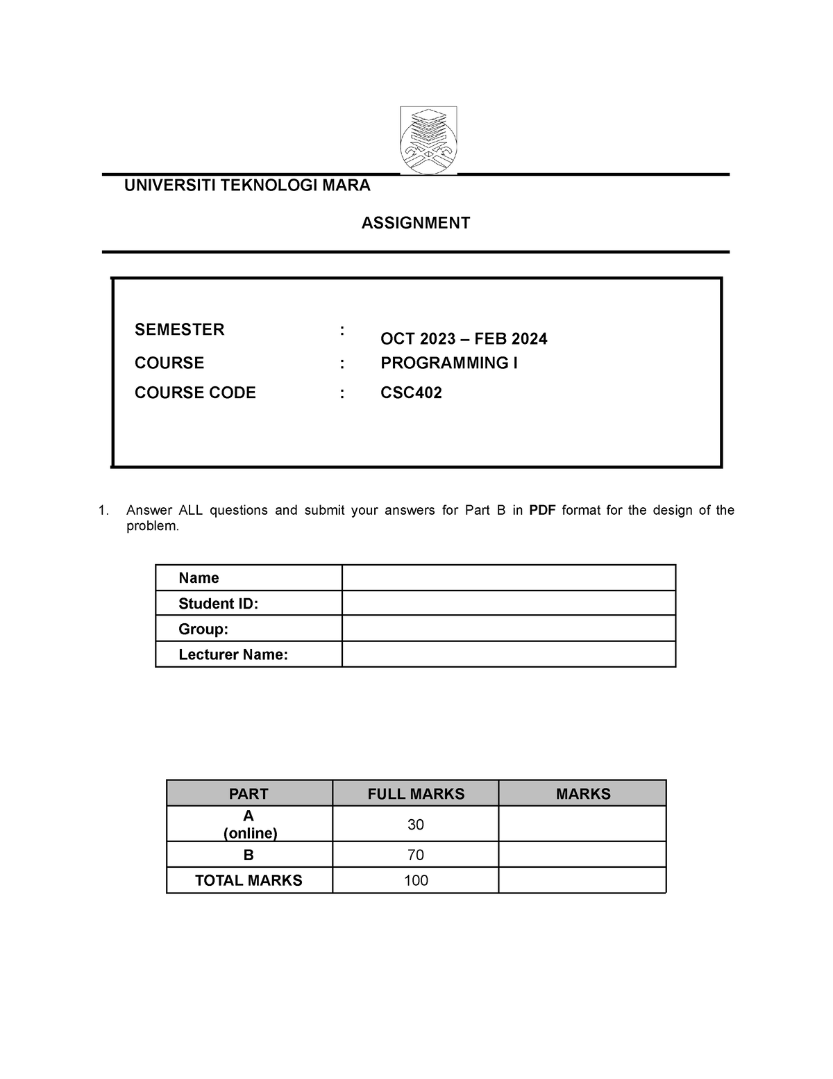 Assignment CSC402 Oct23Feb24 Part B - UNIVERSITI TEKNOLOGI MARA ...