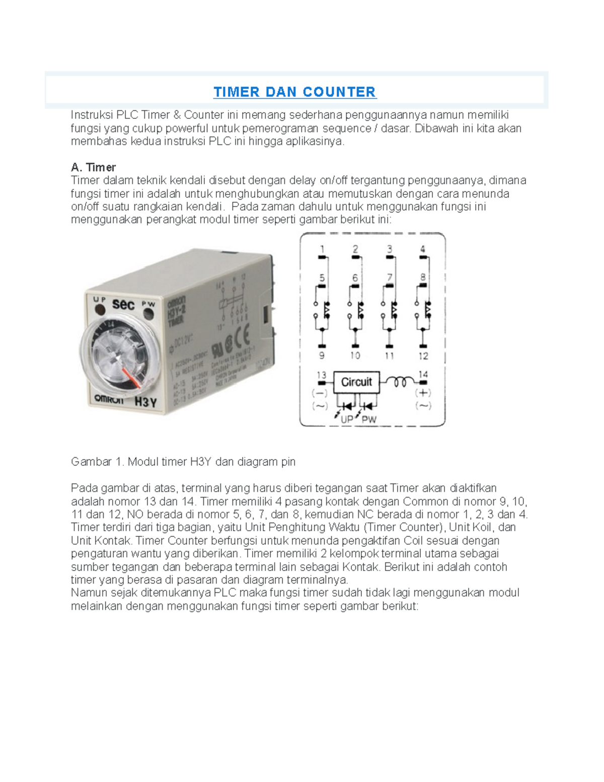 Timer DAN Counter - Materi - TIMER DAN COUNTER Instruksi PLC Timer ...