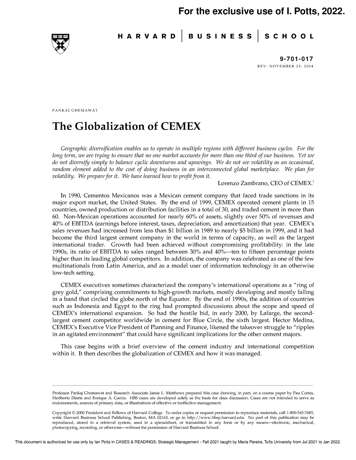 globalization of cemex case study