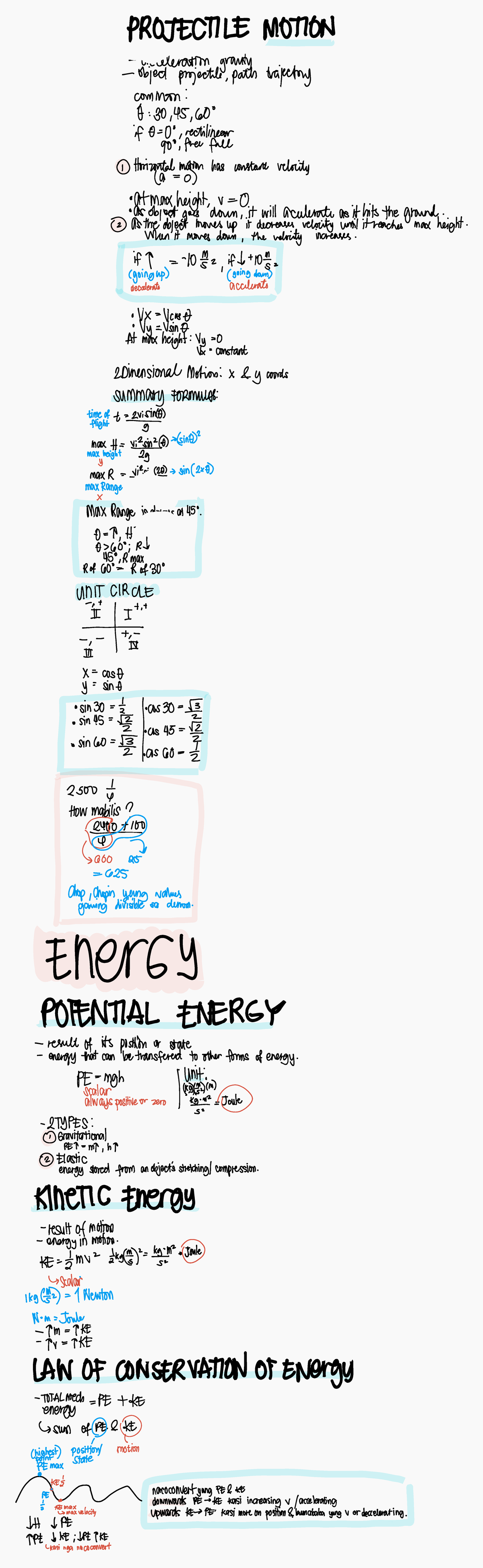 Notes - PROJECTILE MOTION eleration granty object projectile, path ...